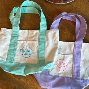 Canvas Tote Bag Set - Mint and Lavender